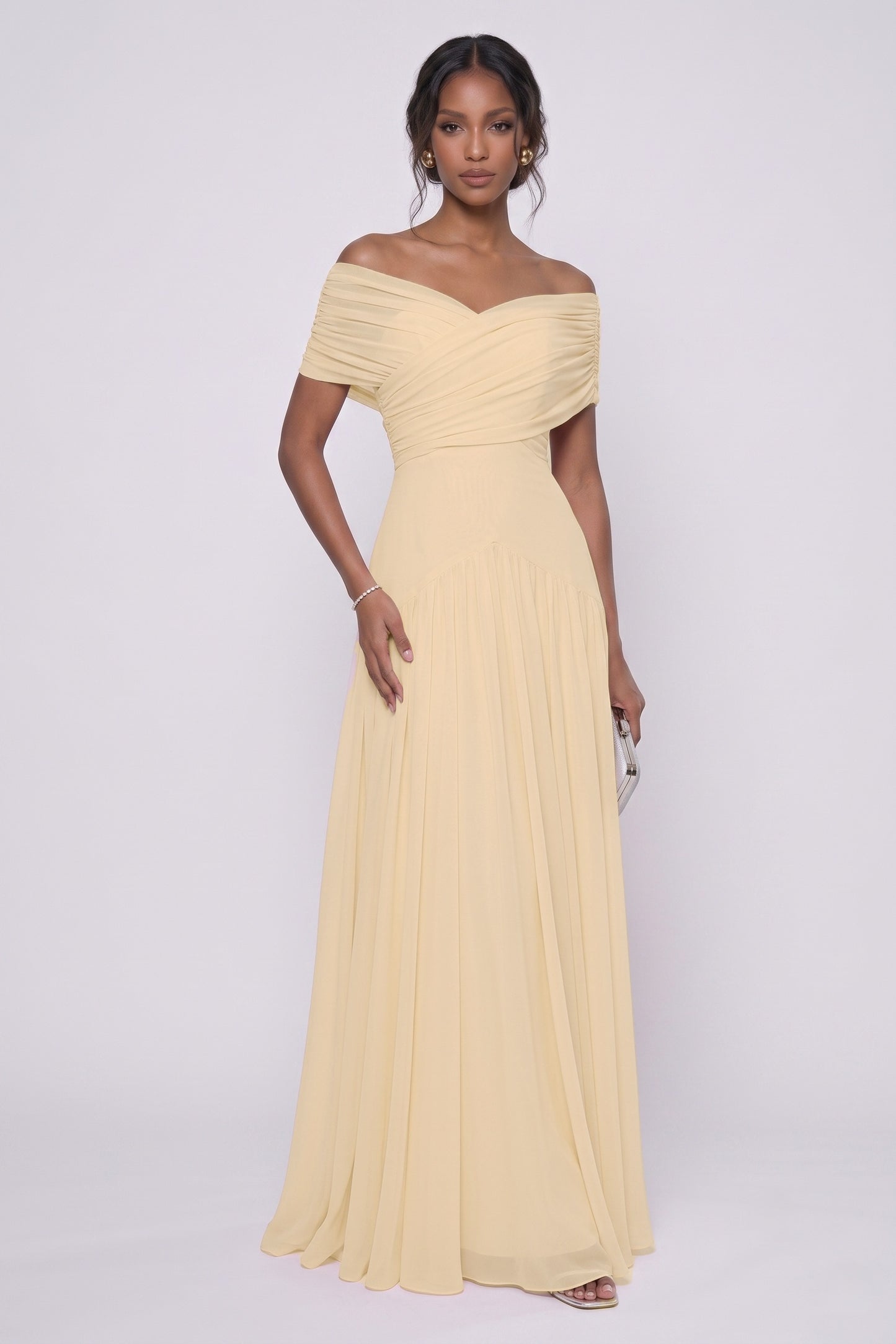 A-Line Maxi Chiffon Wedding Guest Dress CG0341