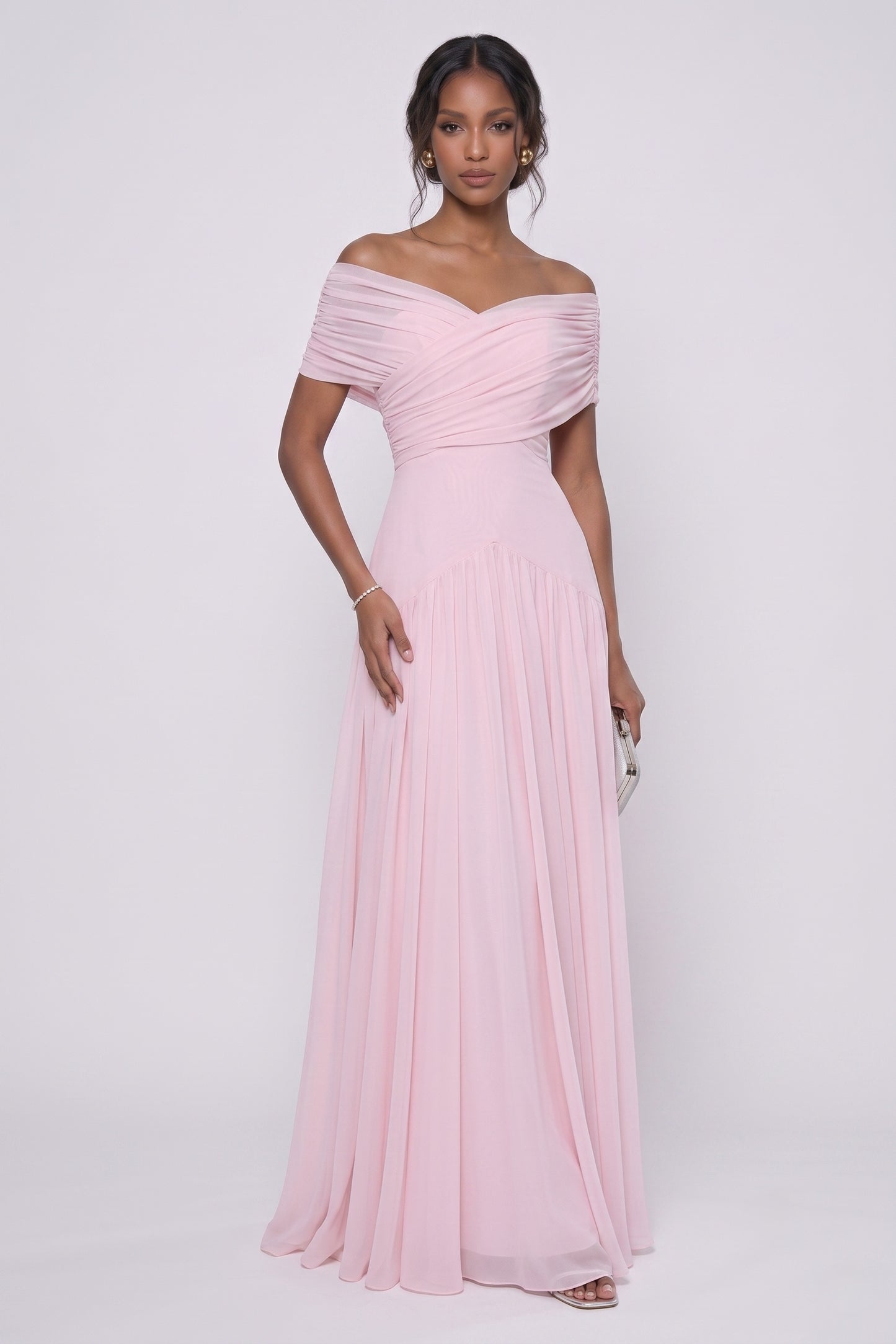 A-Line Maxi Chiffon Wedding Guest Dress CG0341