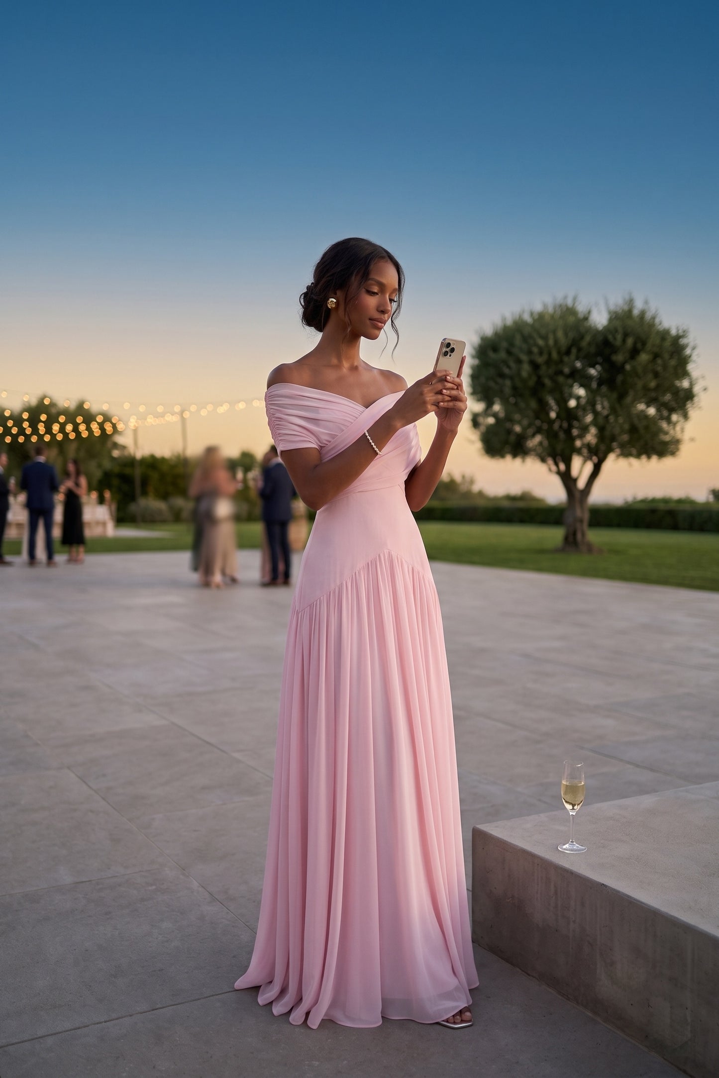 A-Line Maxi Chiffon Wedding Guest Dress CG0341