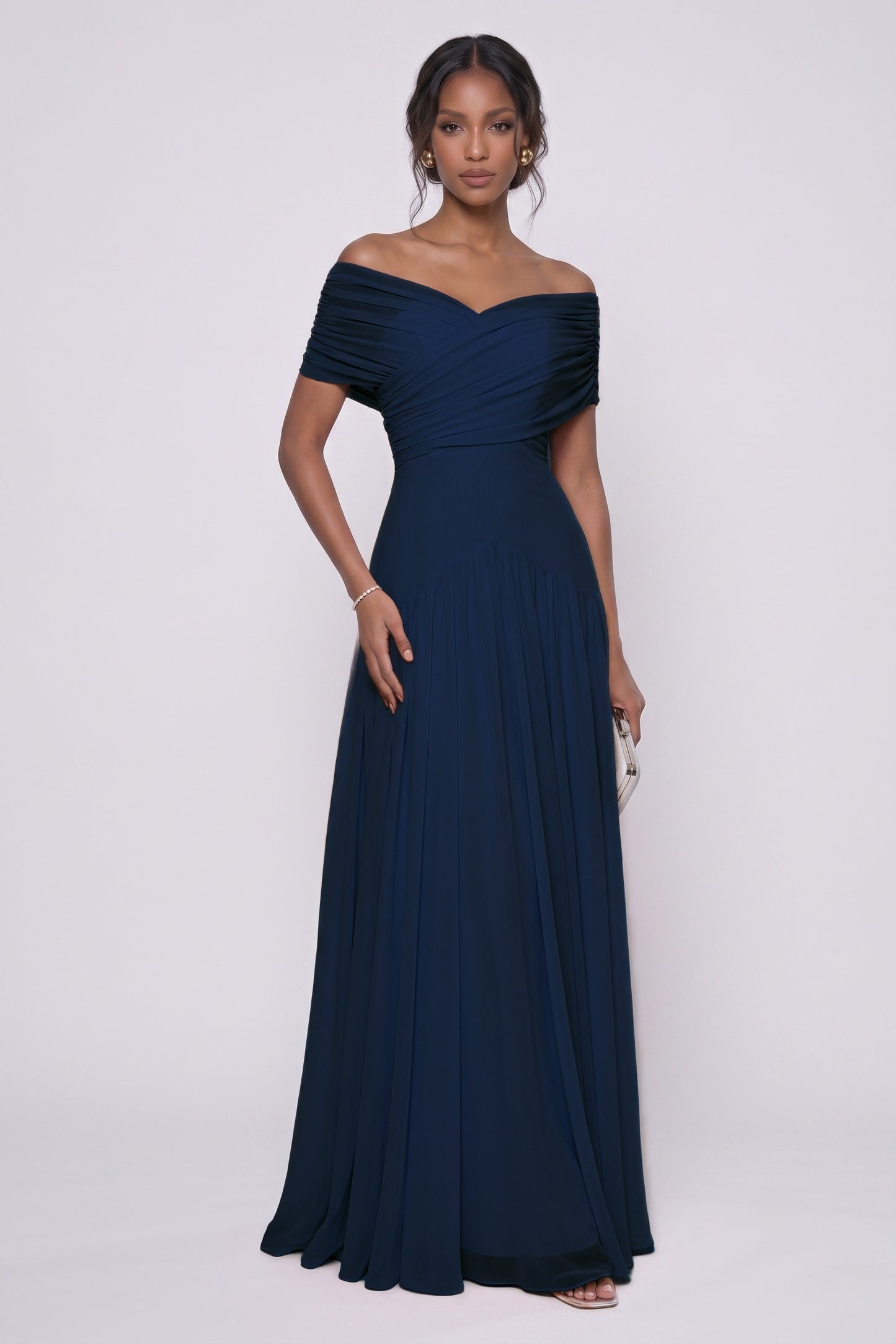 A-Line Maxi Chiffon Wedding Guest Dress CG0341