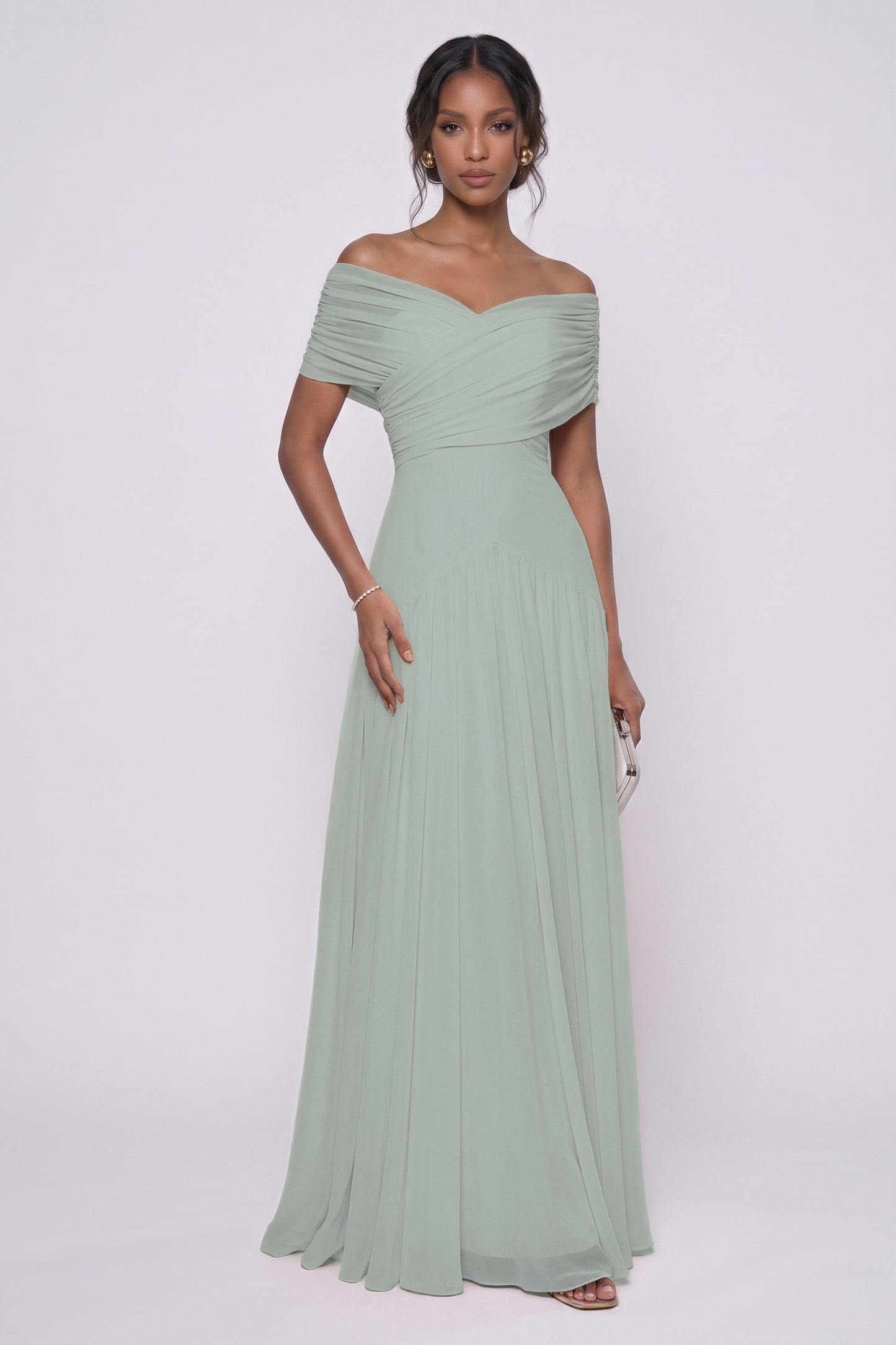 A-Line Maxi Chiffon Wedding Guest Dress CG0341