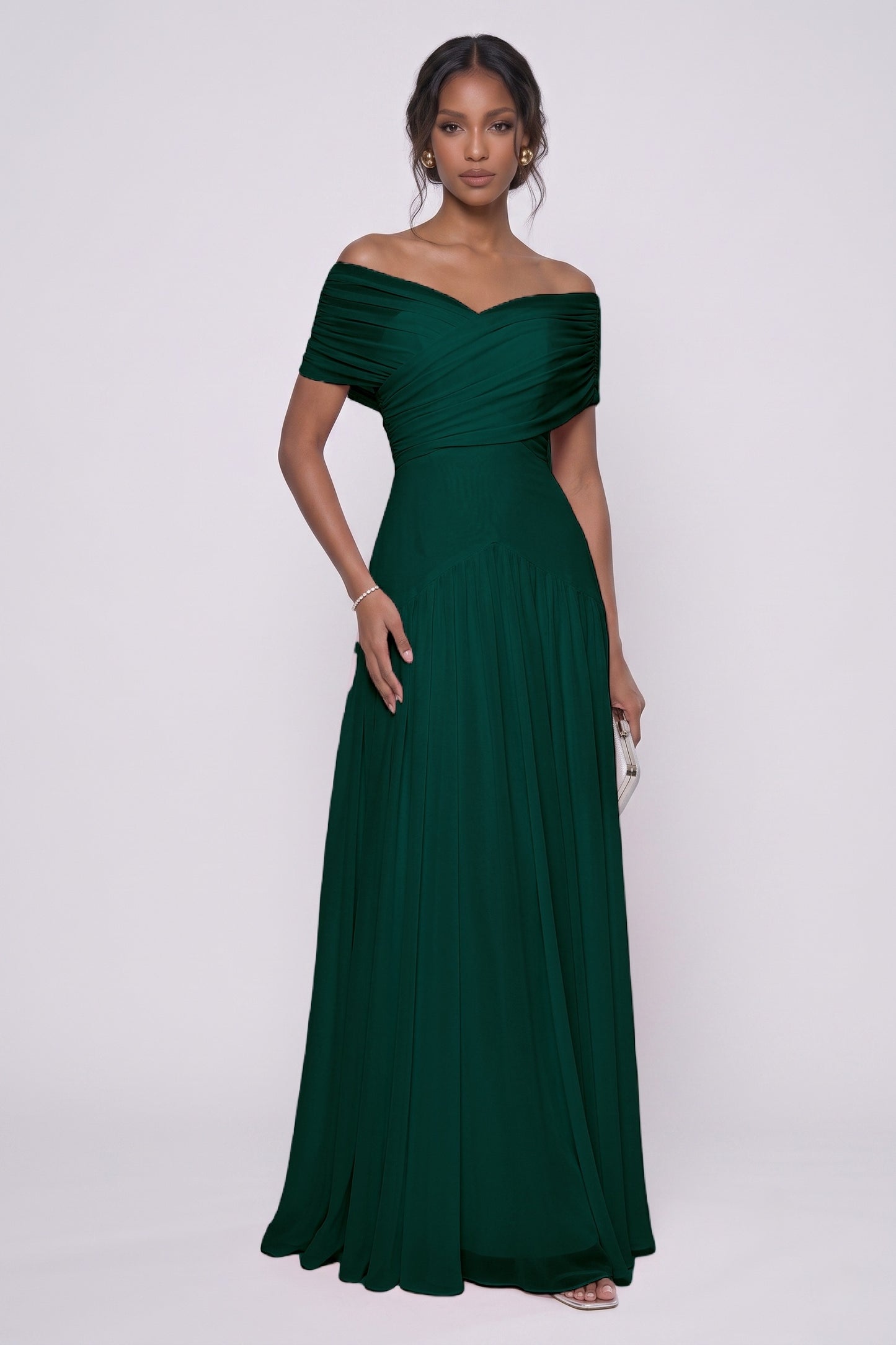 A-Line Maxi Chiffon Wedding Guest Dress CG0341