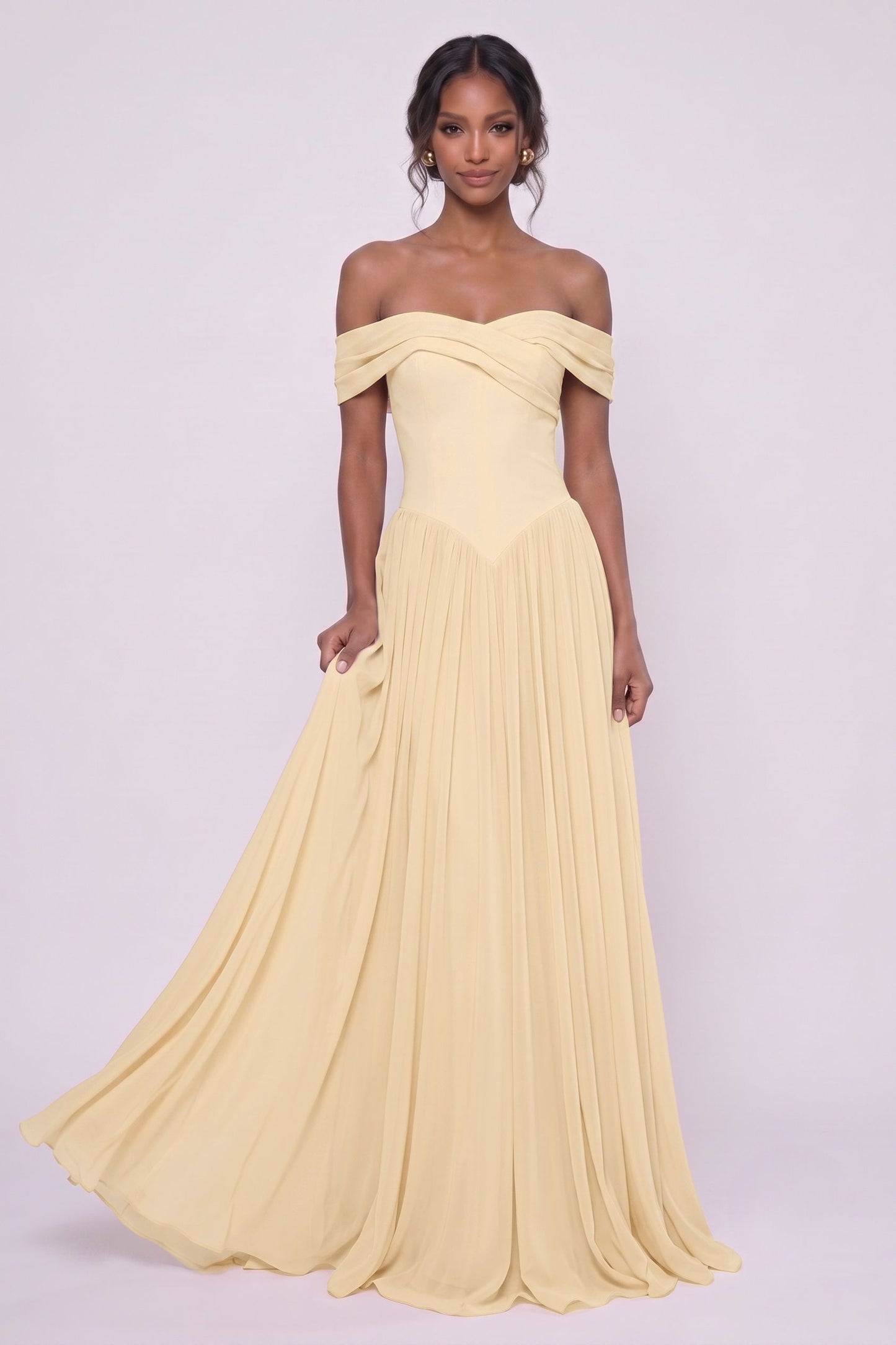 A-Line Maxi Chiffon Wedding Guest Dress CG0345