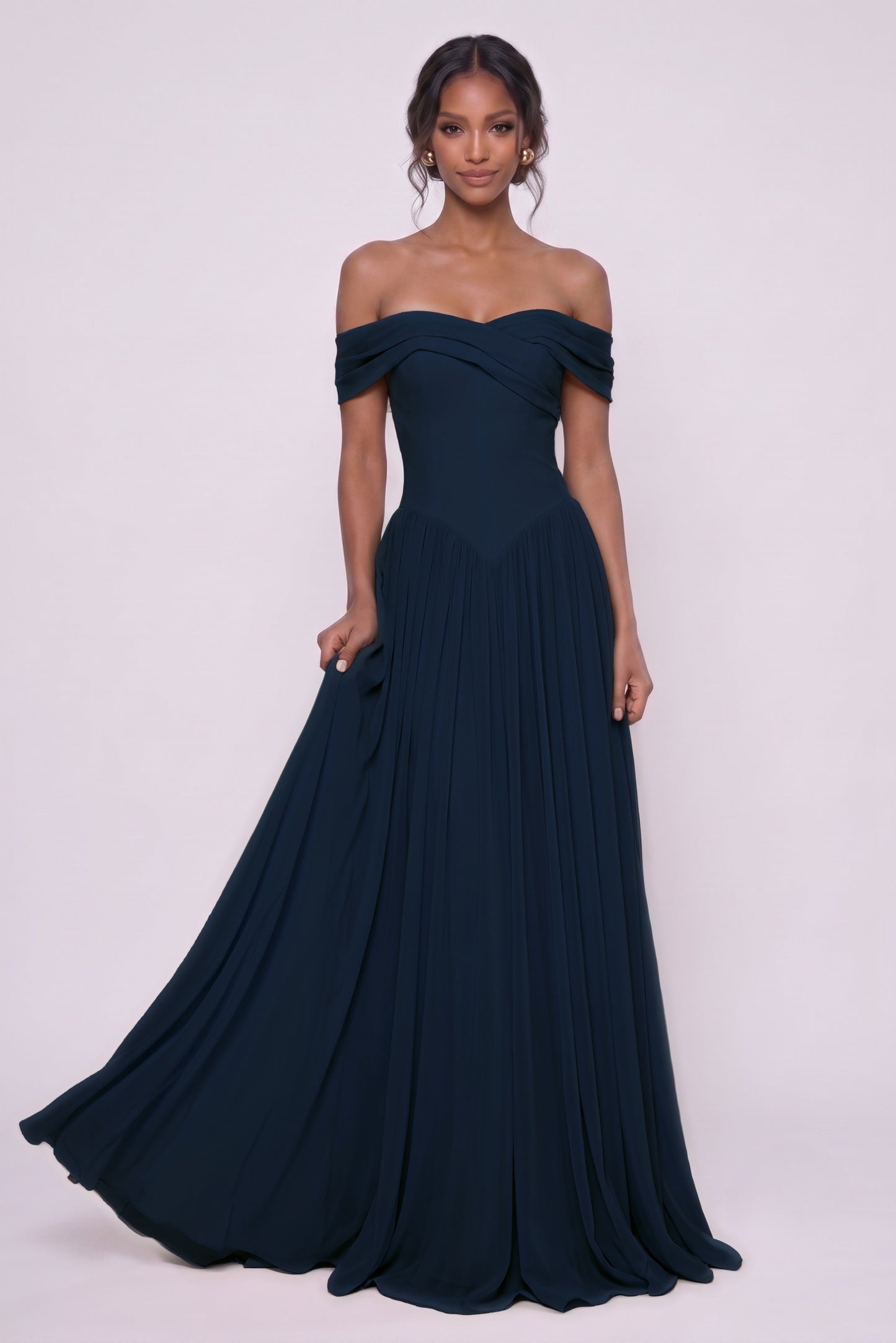 A-Line Maxi Chiffon Wedding Guest Dress CG0345