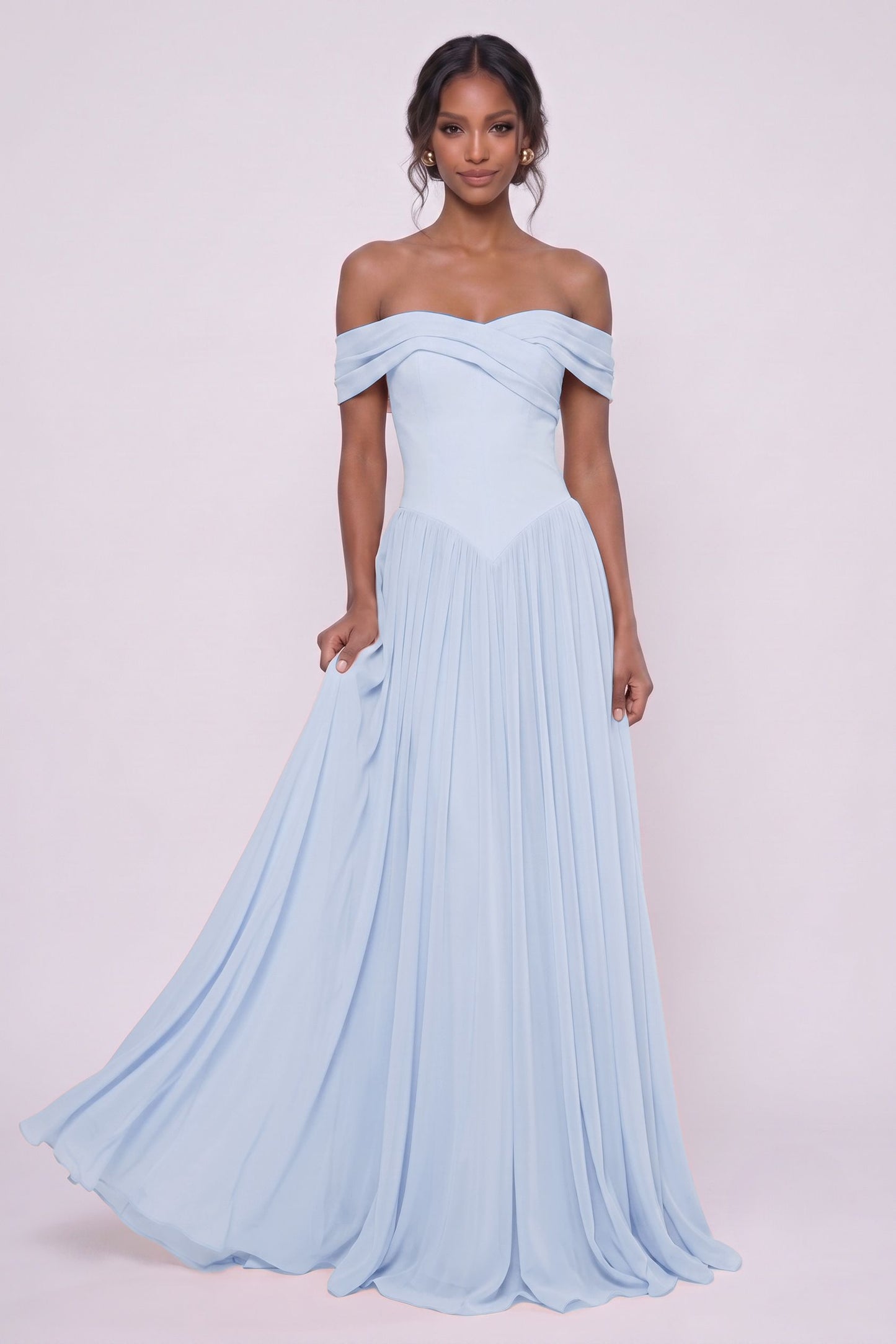 A-Line Maxi Chiffon Wedding Guest Dress CG0345