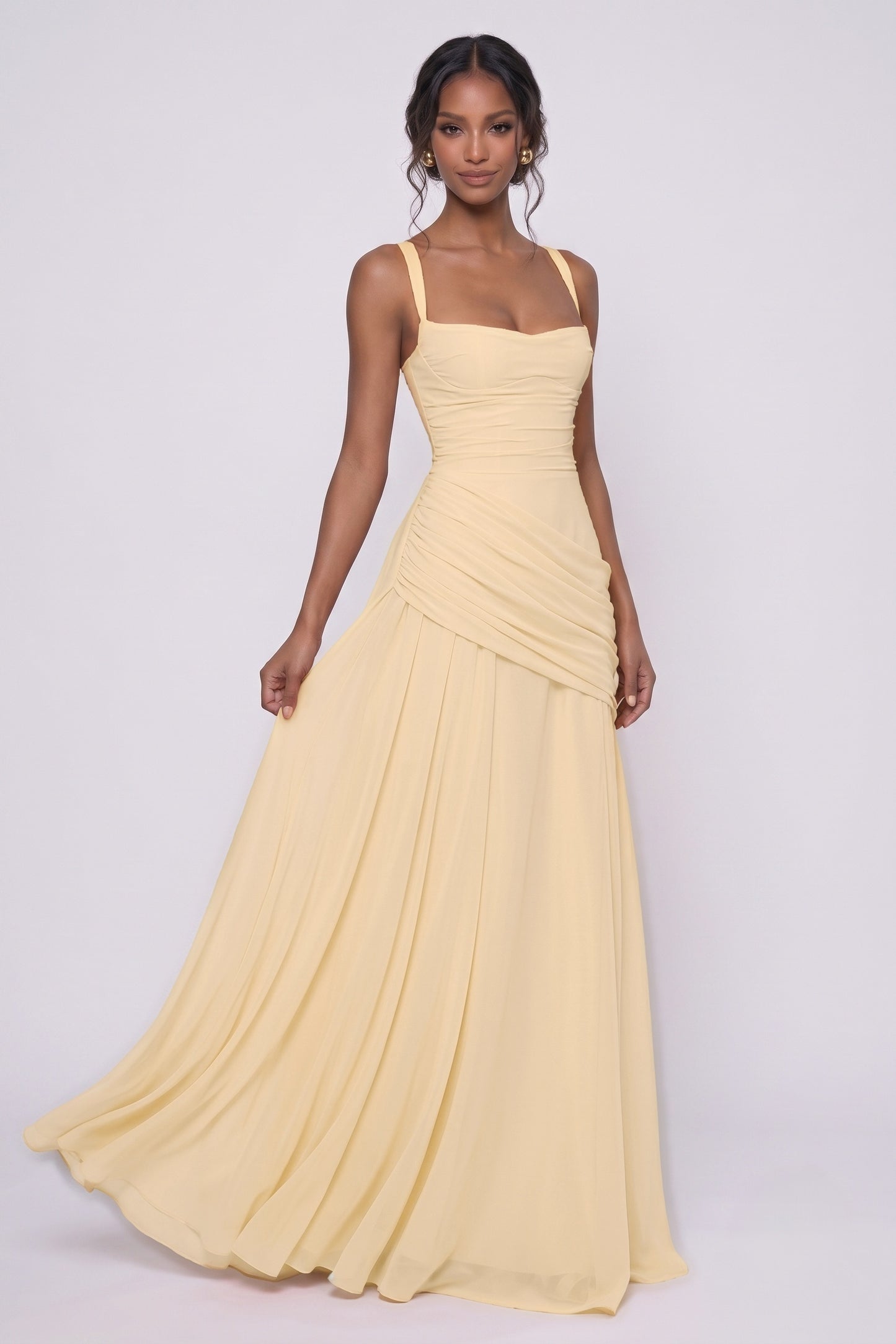 Sheath-Column Maxi Chiffon Wedding Guest Dress CG0346