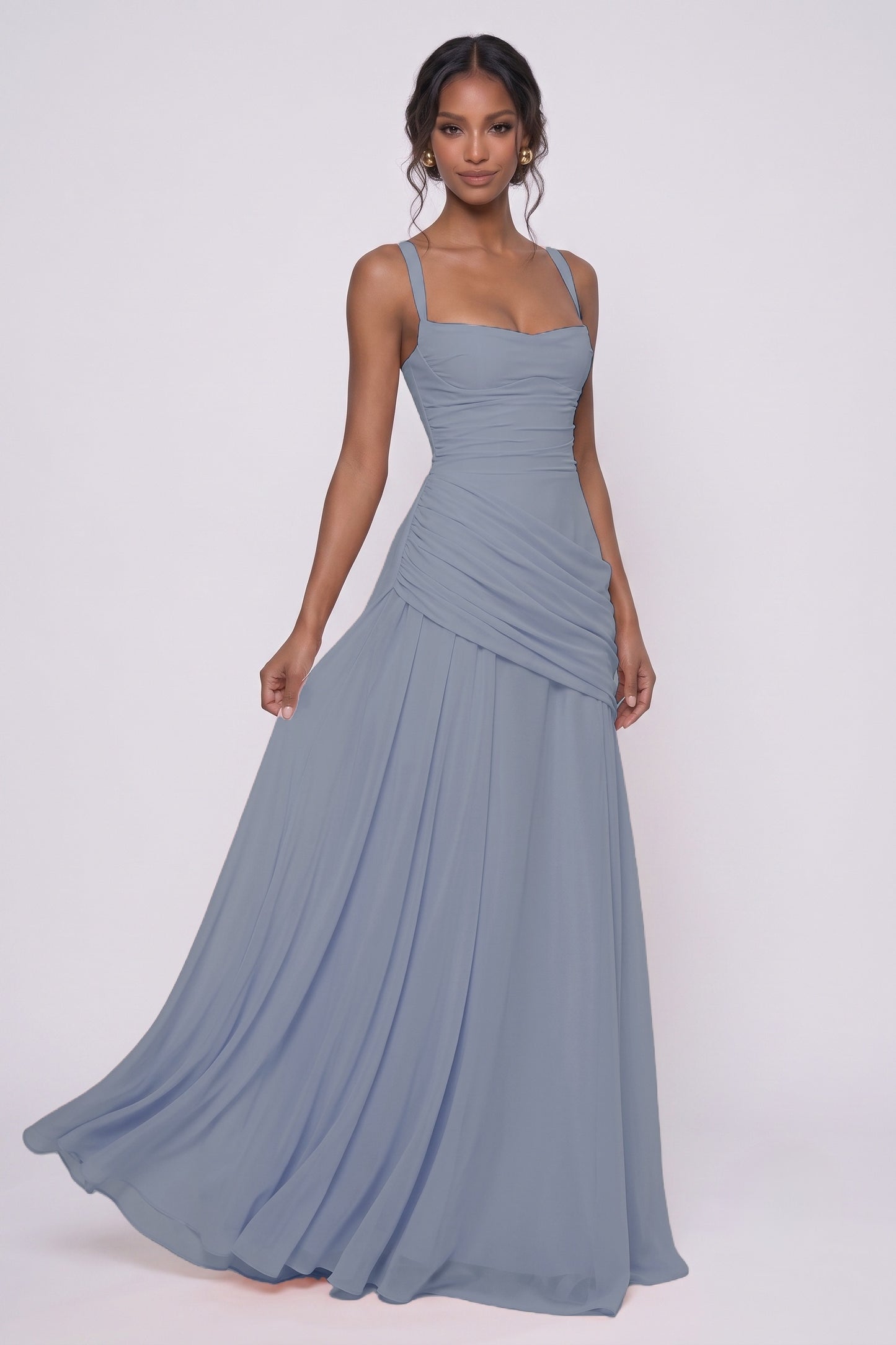 Sheath-Column Maxi Chiffon Wedding Guest Dress CG0346