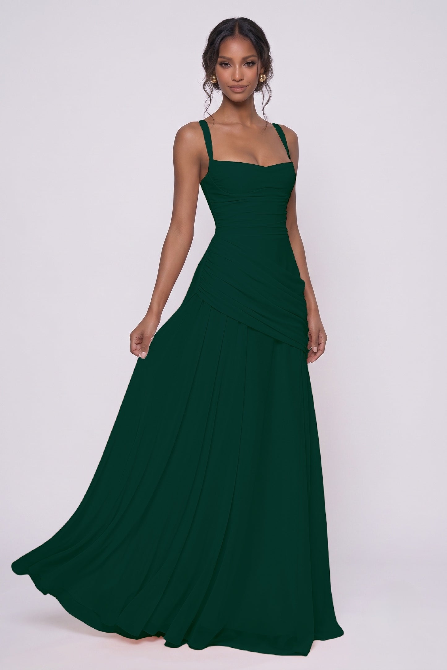 Sheath-Column Maxi Chiffon Wedding Guest Dress CG0346