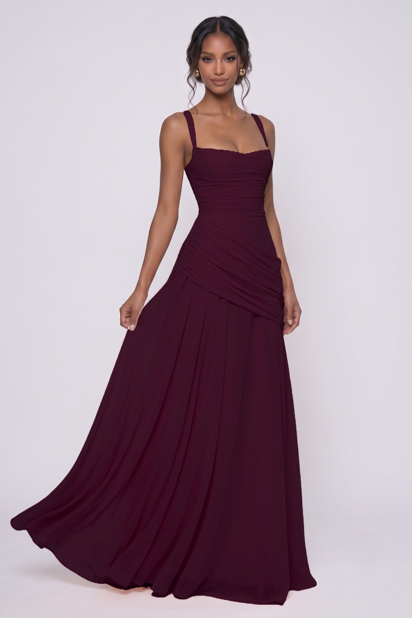 Sheath-Column Maxi Chiffon Wedding Guest Dress CG0346