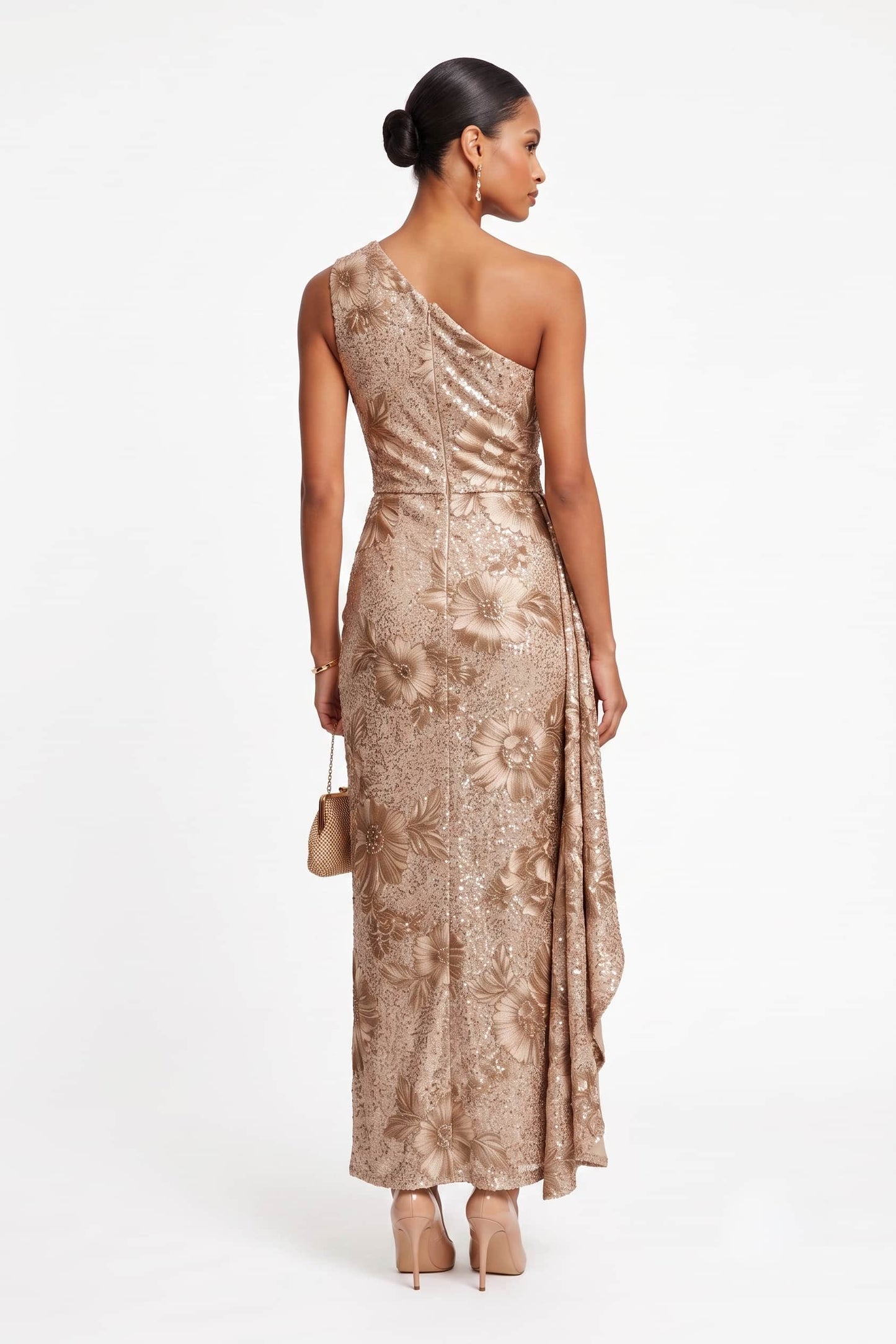 Sheath-Column Ankle Length Sequined Lace Wedding Guest Dress CG0351