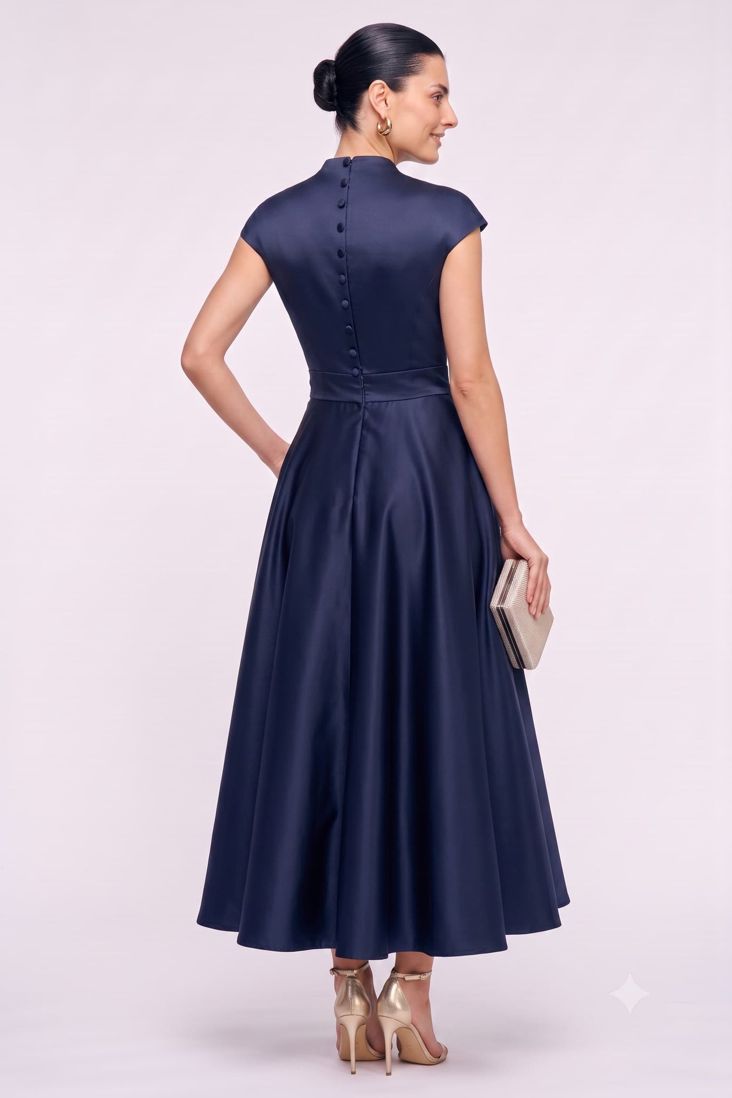 A-Line Ankle Length Satin Wedding Guest Dress CG0353