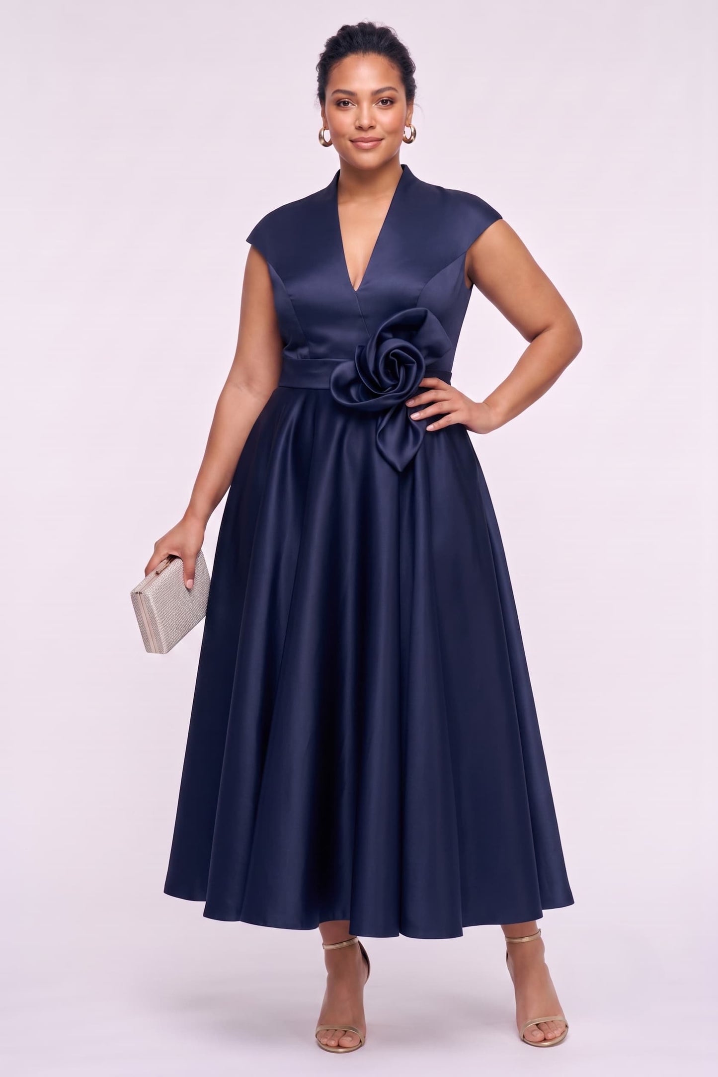 A-Line Ankle Length Satin Wedding Guest Dress CG0353