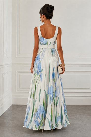 A-Line Maxi Printed Chiffon Wedding Guest Dress CG0356