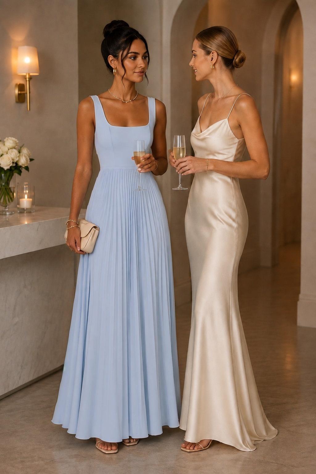 A-Line Maxi Chiffon Wedding Guest Dress CG0358 - Light Blue - COCOMELODY