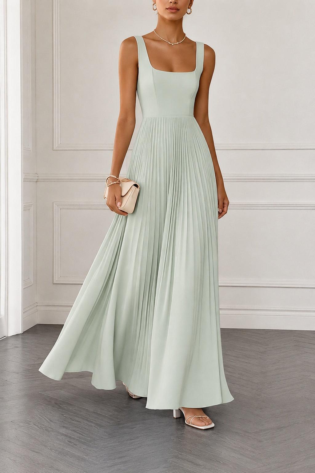 A-Line Maxi Chiffon Wedding Guest Dress CG0358 - Dusty Sage - COCOMELODY
