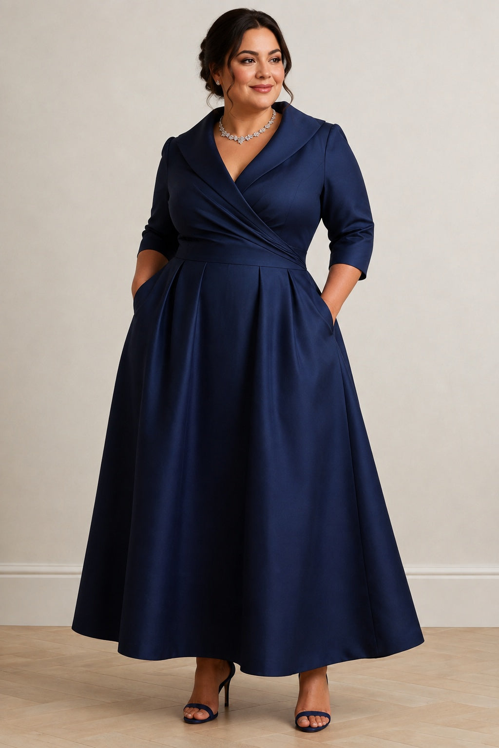 A-Line Ankle Length Satin Wedding Guest Dress CG0361