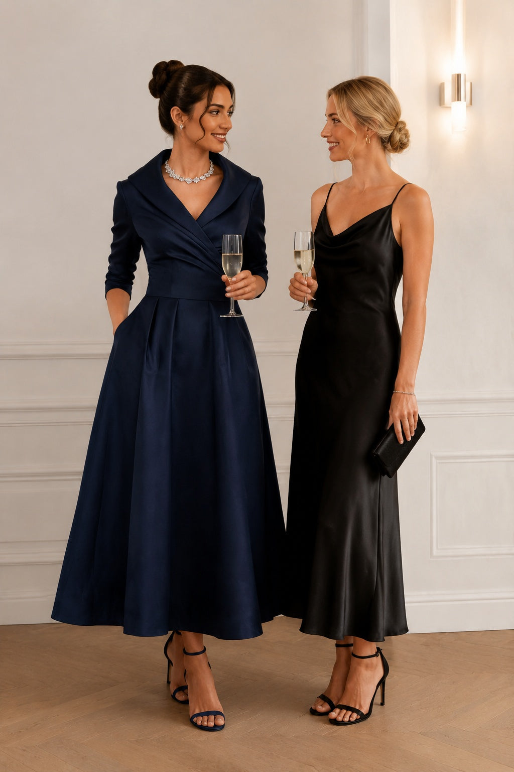 A-Line Ankle Length Satin Wedding Guest Dress CG0361