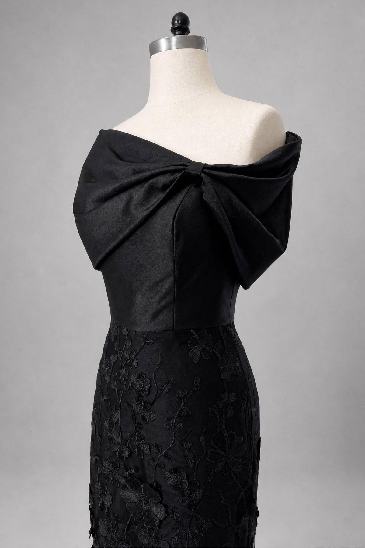 Sheath -Column Tea Length Satin Lace Wedding Guest Dress CG0362 - Dark Navy - COCOMELODY