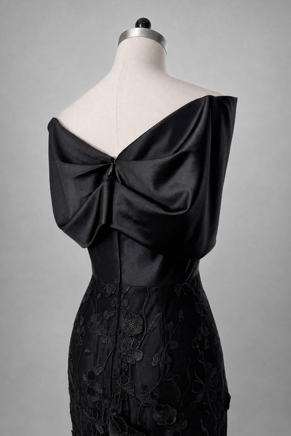 Sheath -Column Tea Length Satin Lace Wedding Guest Dress CG0362 - Dark Navy - COCOMELODY
