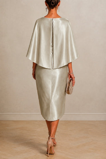 Sheath -Column Tea Length Satin Wedding Guest Dress CG0363