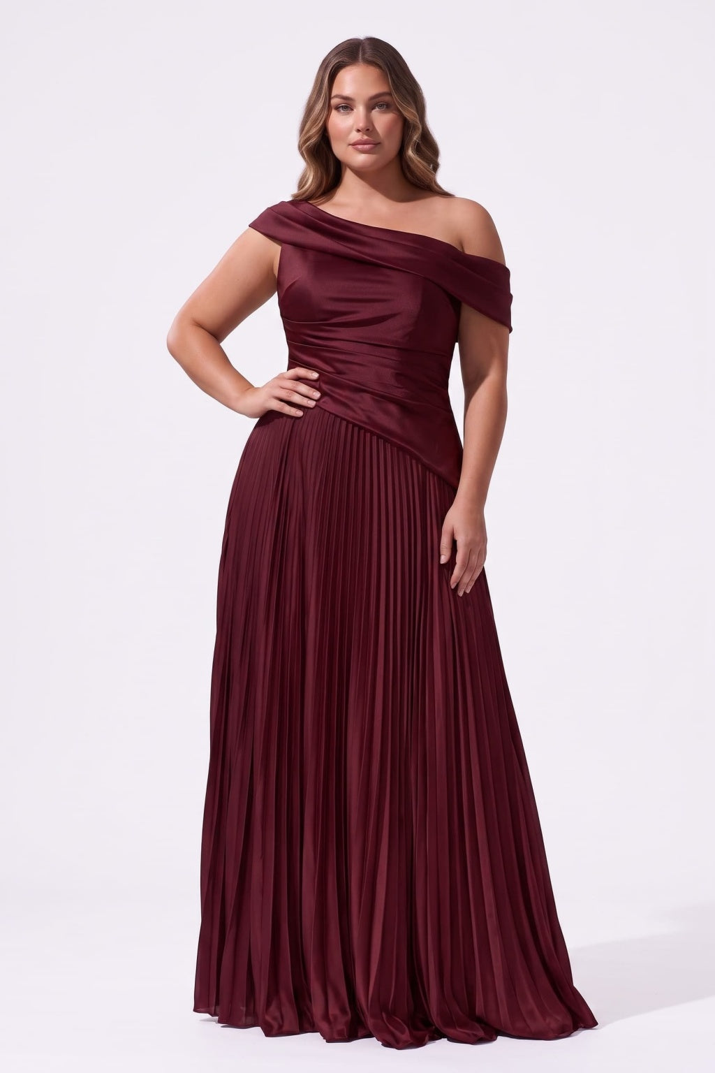 A-Line Floor Length Chiffon Acetate Satin Wedding Guest Dress CG0366