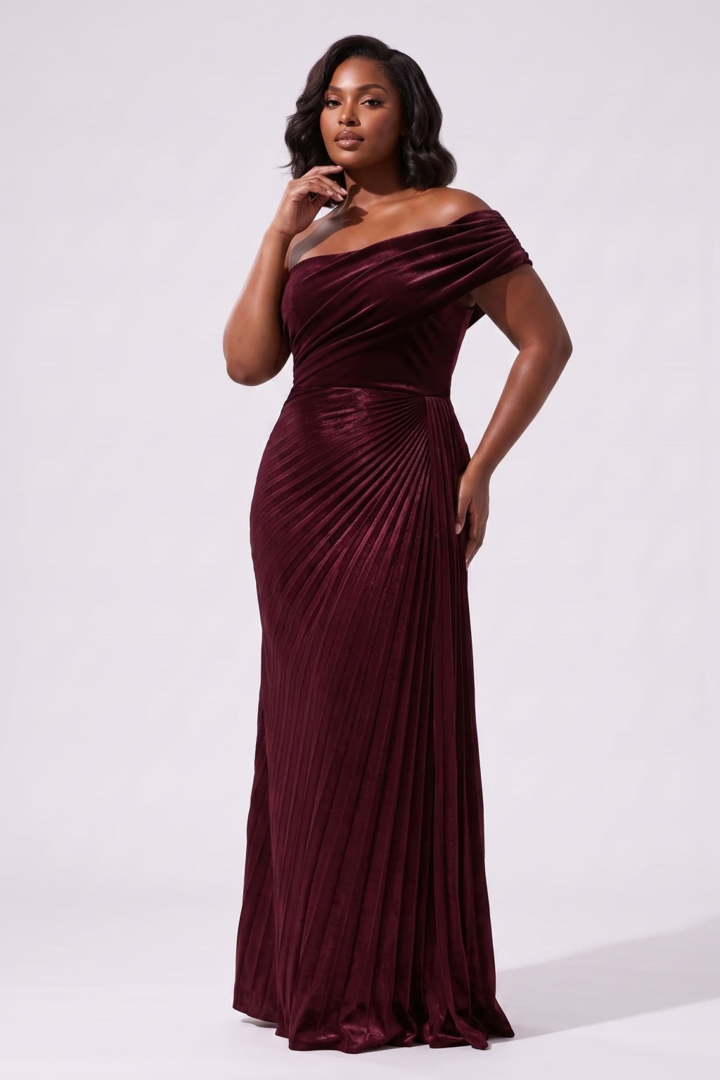 Sheath-Column Floor Length Velvet Metallic Wedding Guest Dress CG0367