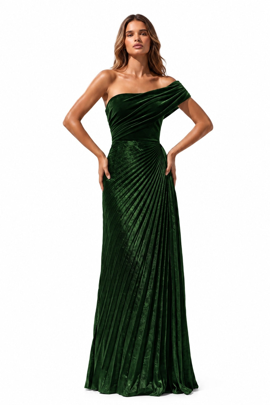 Sheath-Column Floor Length Velvet Metallic Wedding Guest Dress CG0367