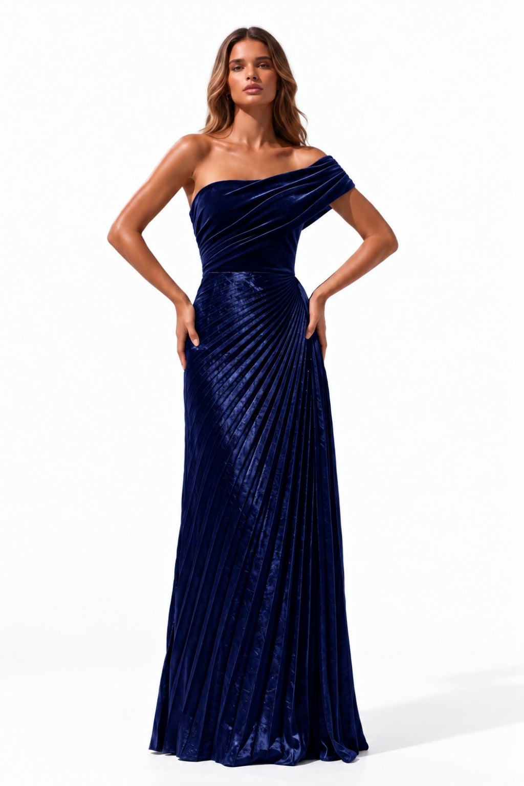 Sheath-Column Floor Length Velvet Metallic Wedding Guest Dress CG0367