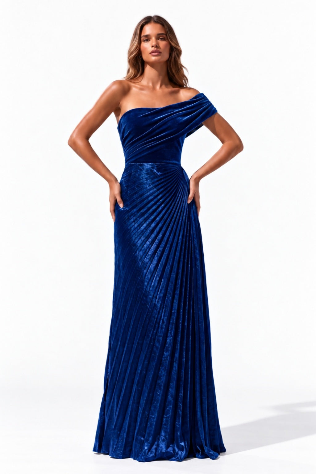 Sheath-Column Floor Length Velvet Metallic Wedding Guest Dress CG0367