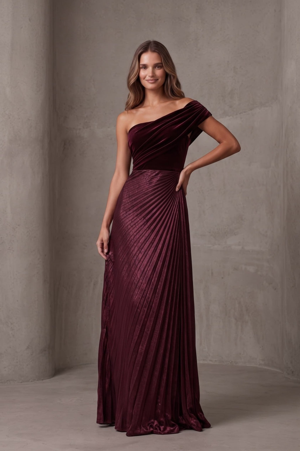 Sheath-Column Floor Length Velvet Metallic Wedding Guest Dress CG0367