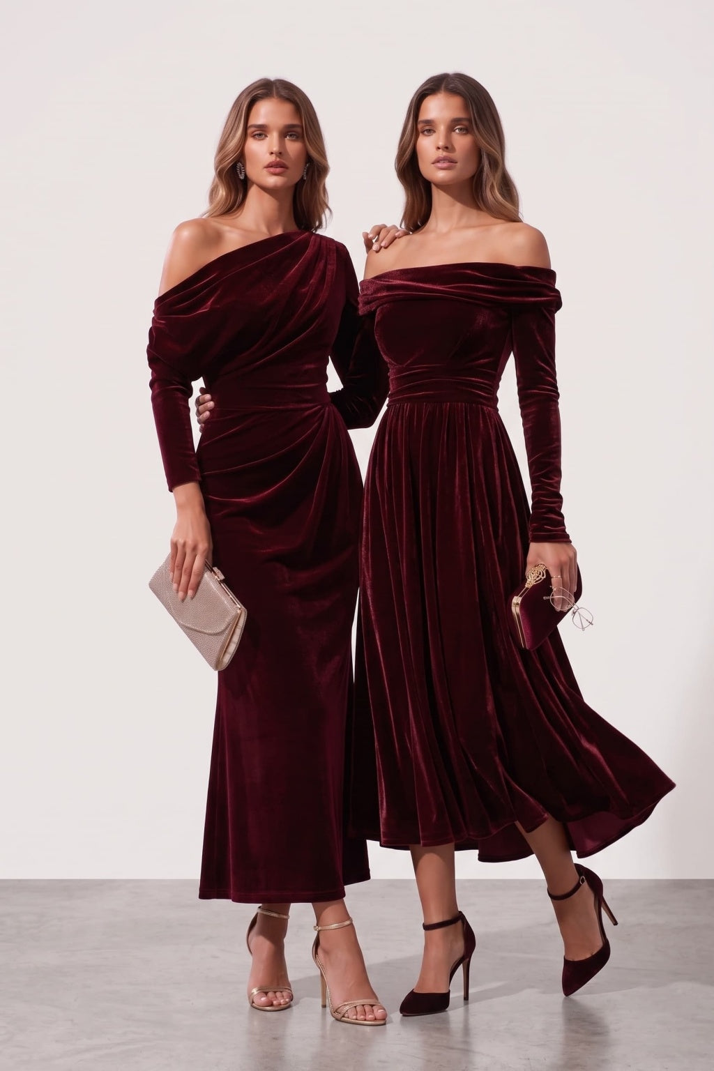 Sheath-Column Ankle Length Velvet Wedding Guest Dress CG0368