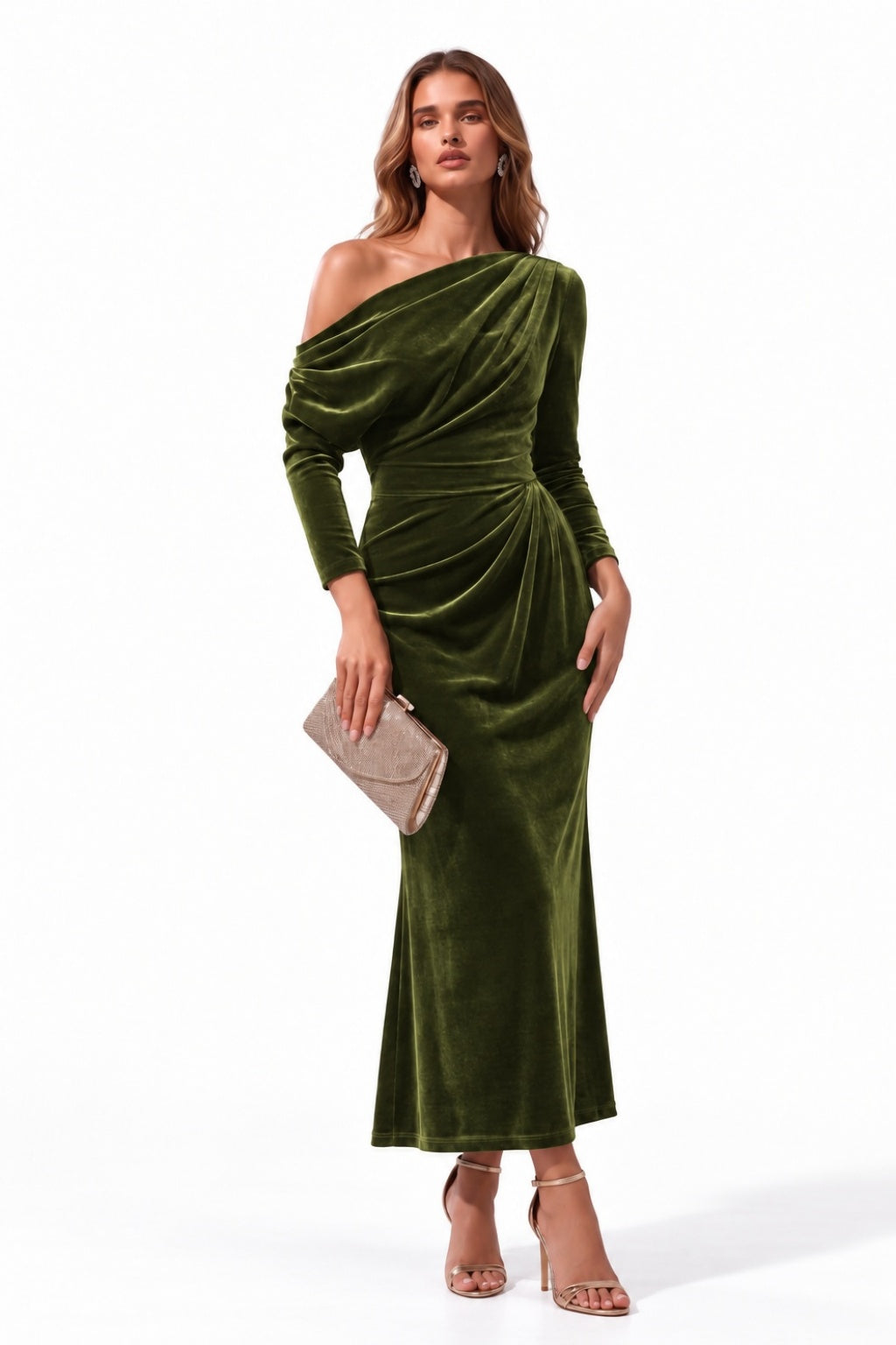 Sheath-Column Ankle Length Velvet Wedding Guest Dress CG0368