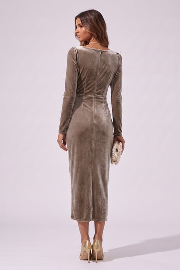 Sheath-Column Tea Length Velvet Wedding Guest Dress CG0369