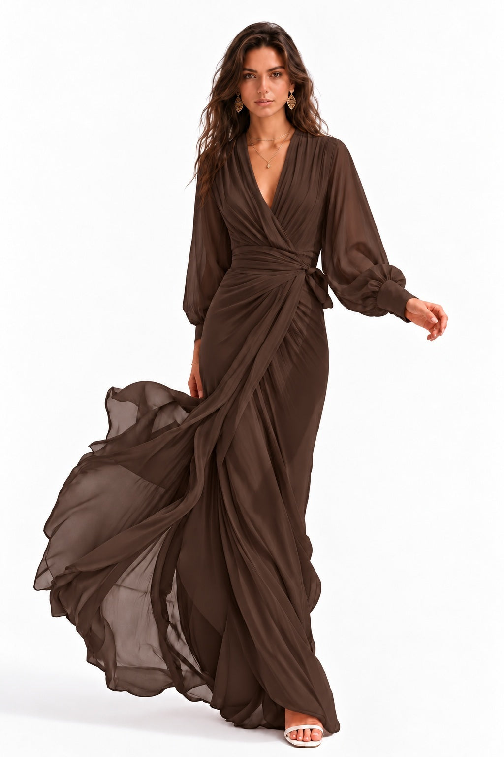 Sheath-Column Floor Length Chiffon Wedding Guest Dress CG0372