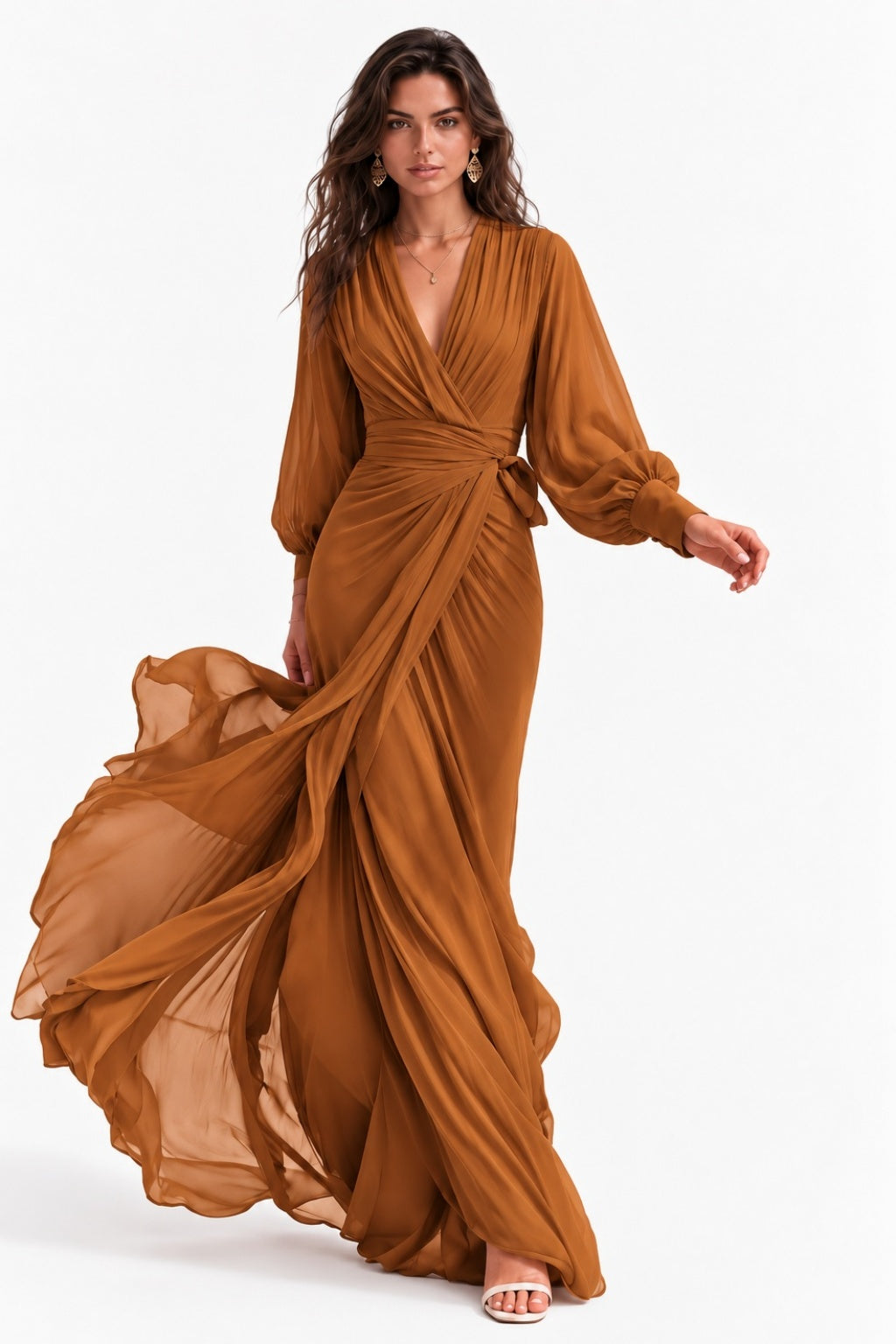 Sheath-Column Floor Length Chiffon Wedding Guest Dress CG0372