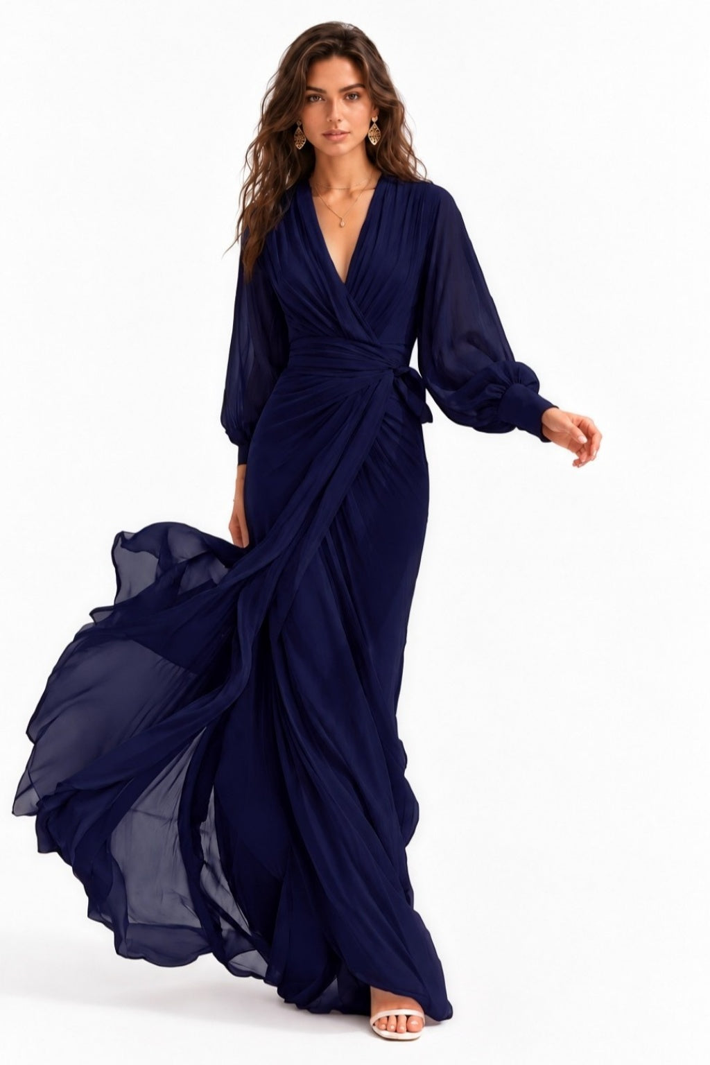 Sheath-Column Floor Length Chiffon Wedding Guest Dress CG0372