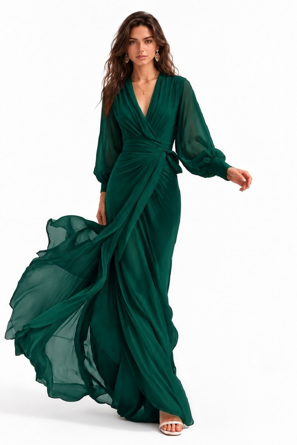 Sheath-Column Floor Length Chiffon Wedding Guest Dress CG0372