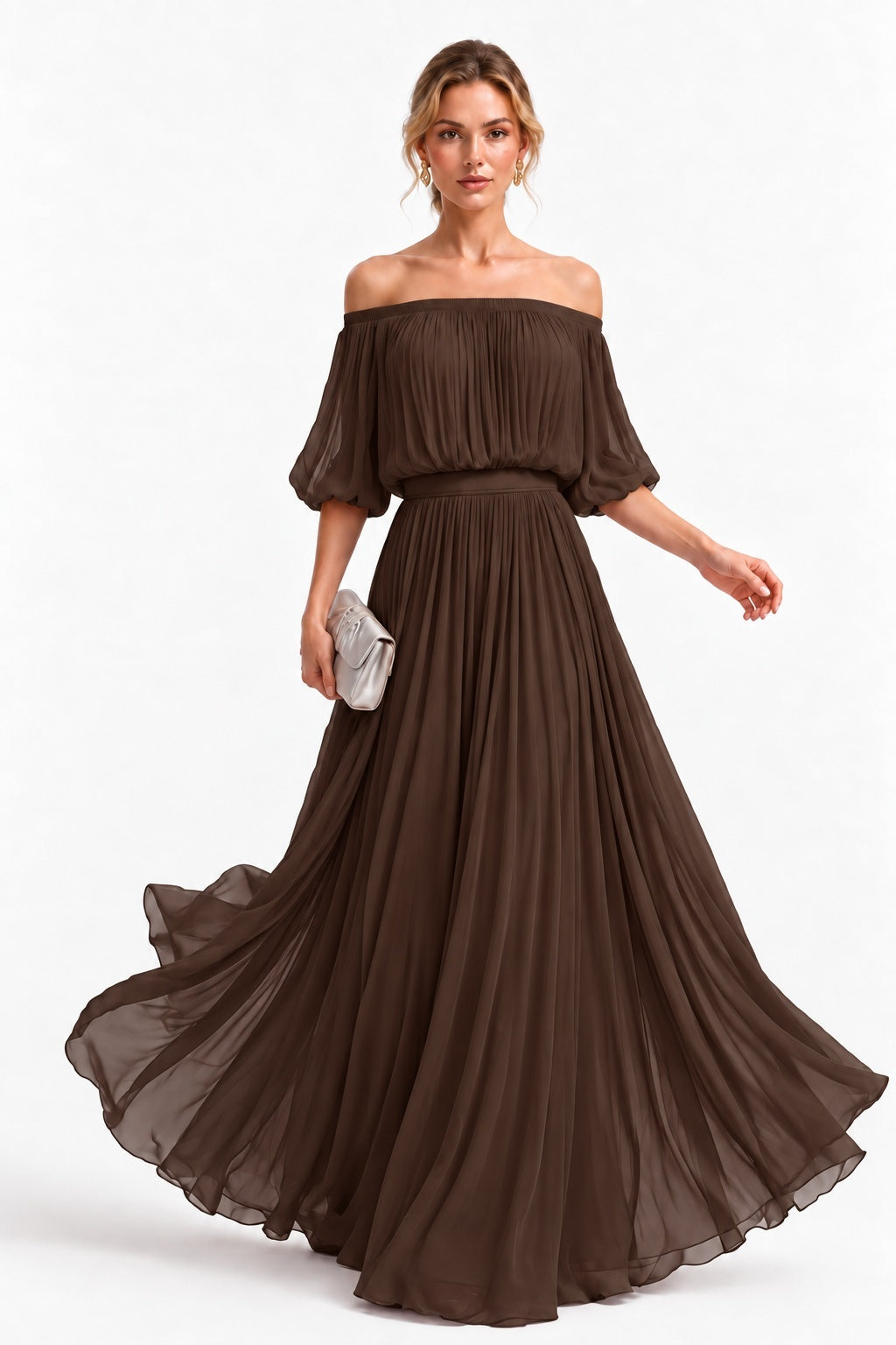 A-Line Floor Length Chiffon Wedding Guest Dress CG0373
