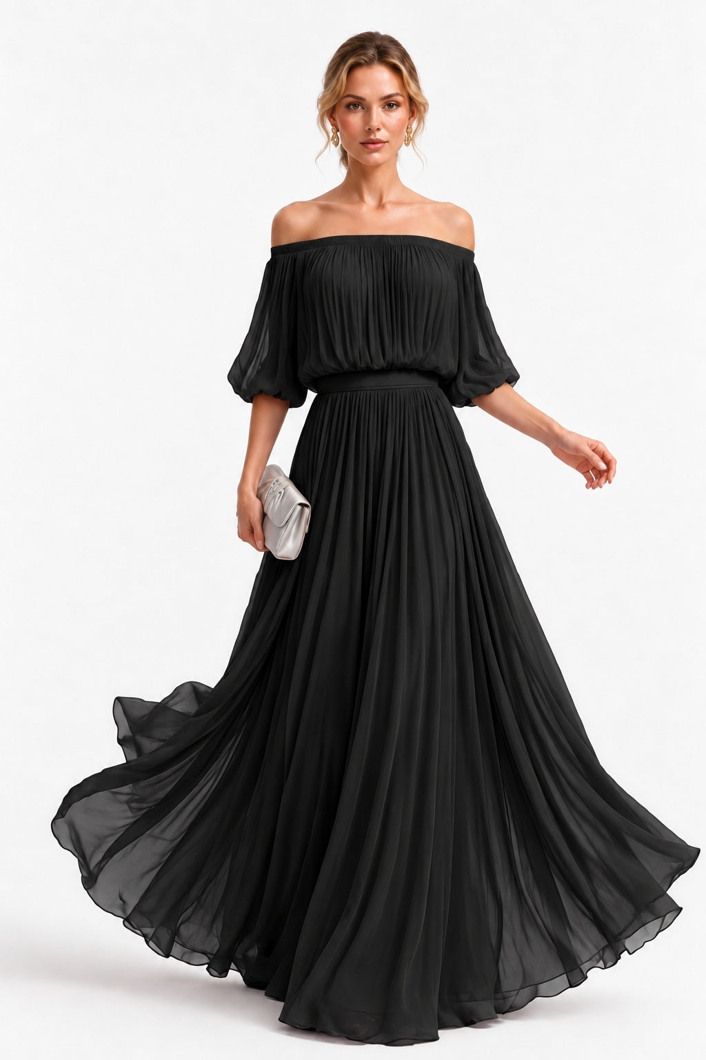 A-Line Floor Length Chiffon Wedding Guest Dress CG0373