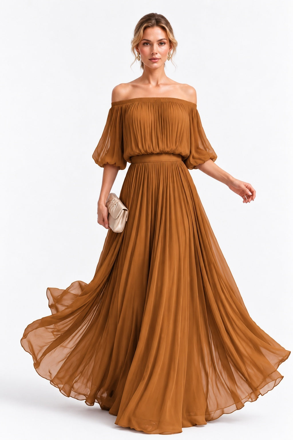 A-Line Floor Length Chiffon Wedding Guest Dress CG0373