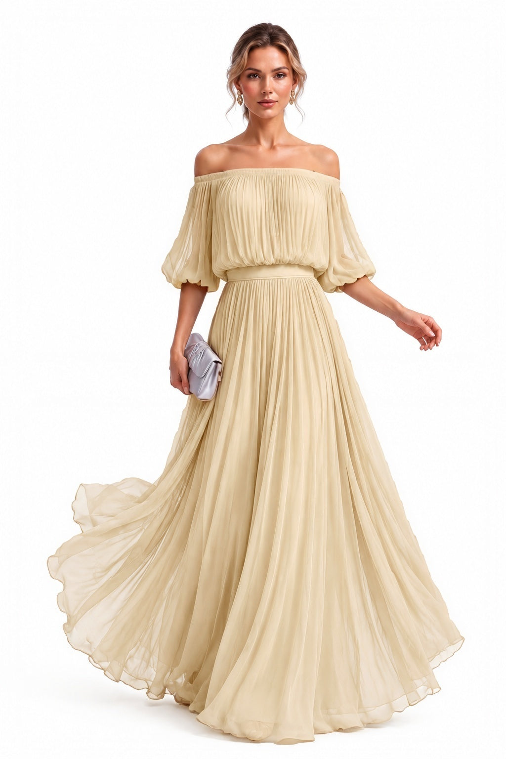 A-Line Floor Length Chiffon Wedding Guest Dress CG0373
