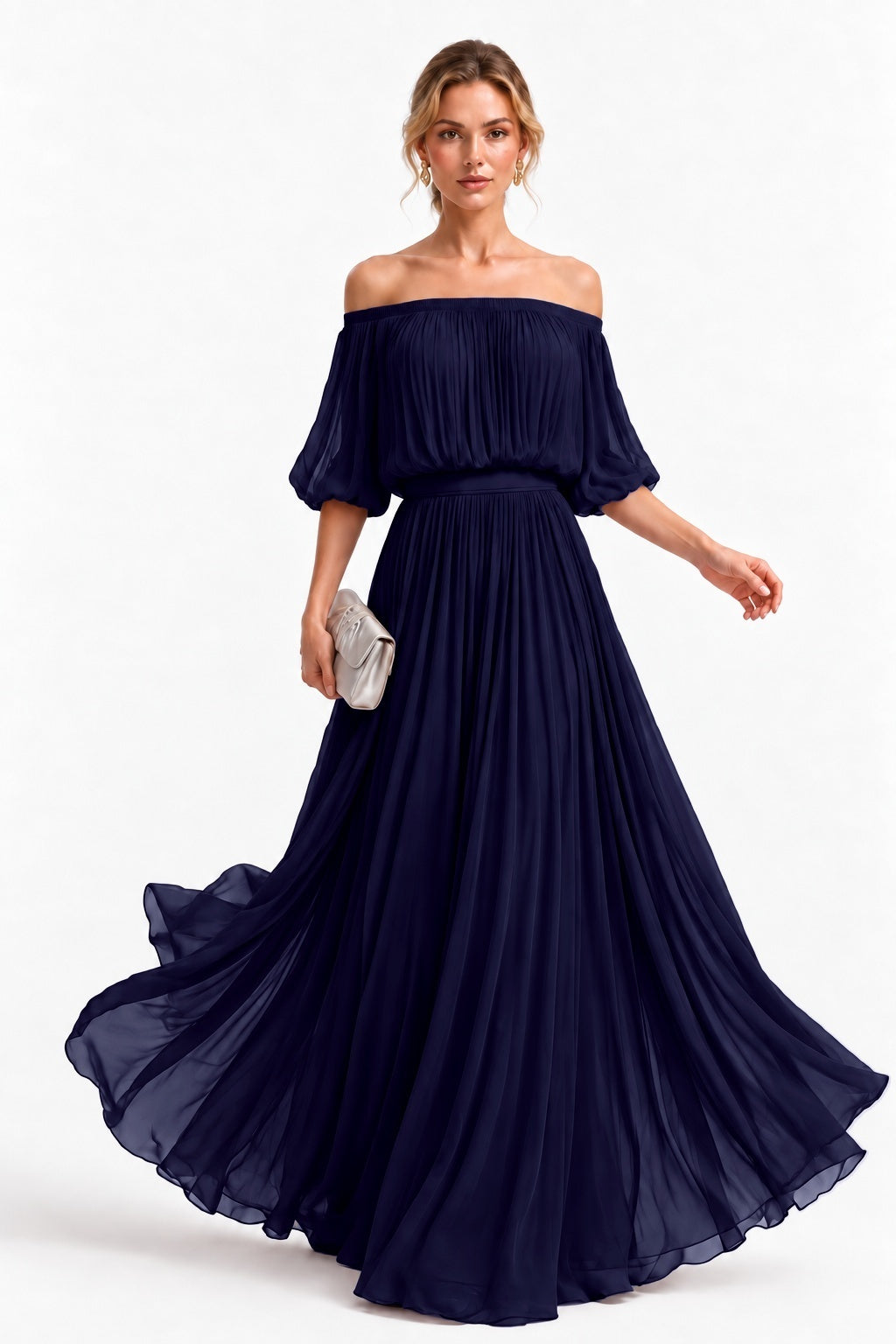 A-Line Floor Length Chiffon Wedding Guest Dress CG0373