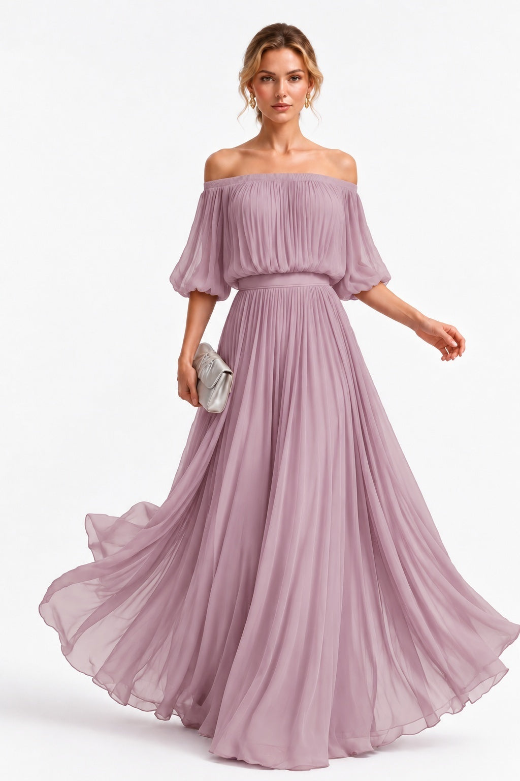 A-Line Floor Length Chiffon Wedding Guest Dress CG0373