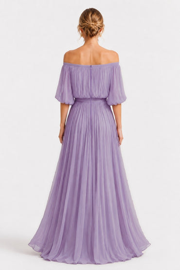A-Line Floor Length Chiffon Wedding Guest Dress CG0373