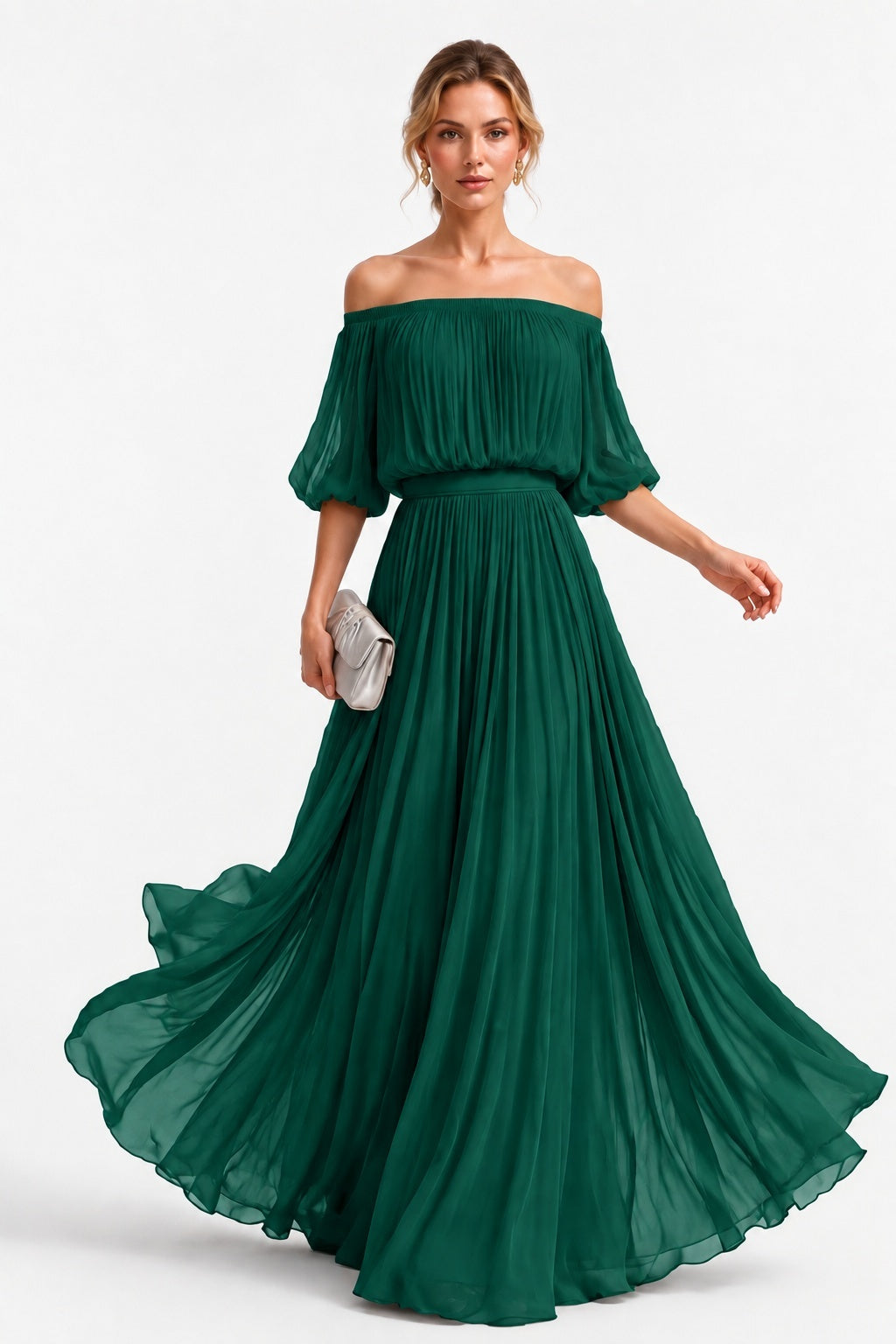A-Line Floor Length Chiffon Wedding Guest Dress CG0373
