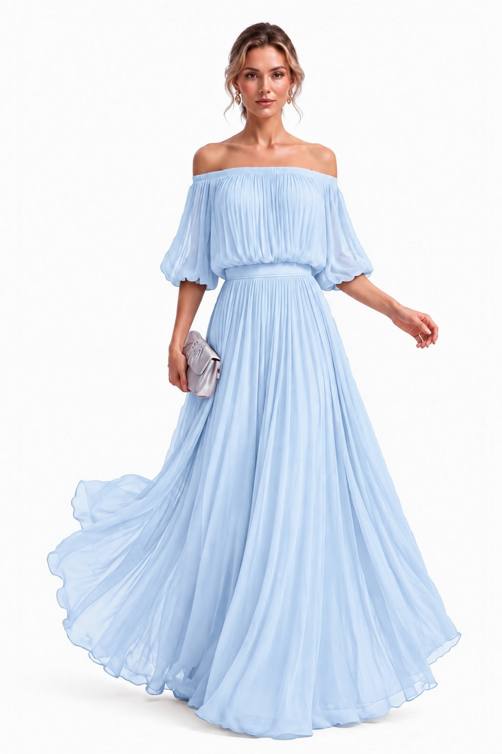 A-Line Floor Length Chiffon Wedding Guest Dress CG0373