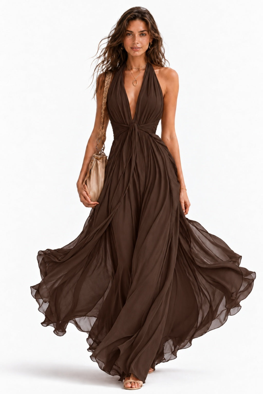 A-Line Floor Length Chiffon Wedding Guest Dress CG0374