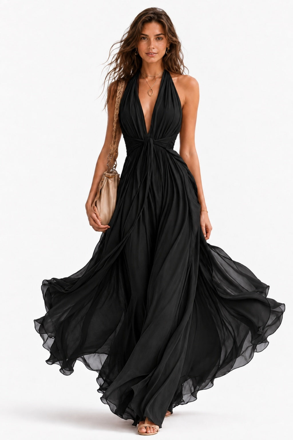 A-Line Floor Length Chiffon Wedding Guest Dress CG0374