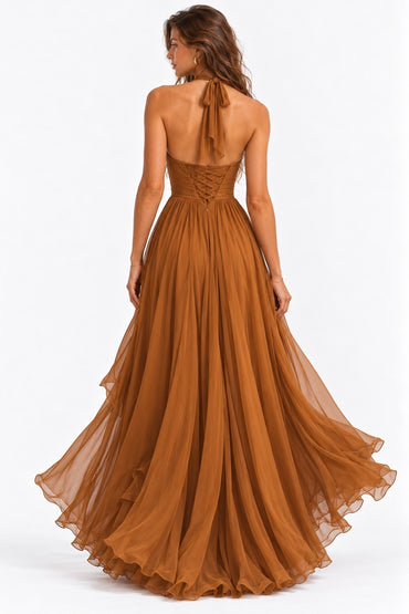 A-Line Floor Length Chiffon Wedding Guest Dress CG0374