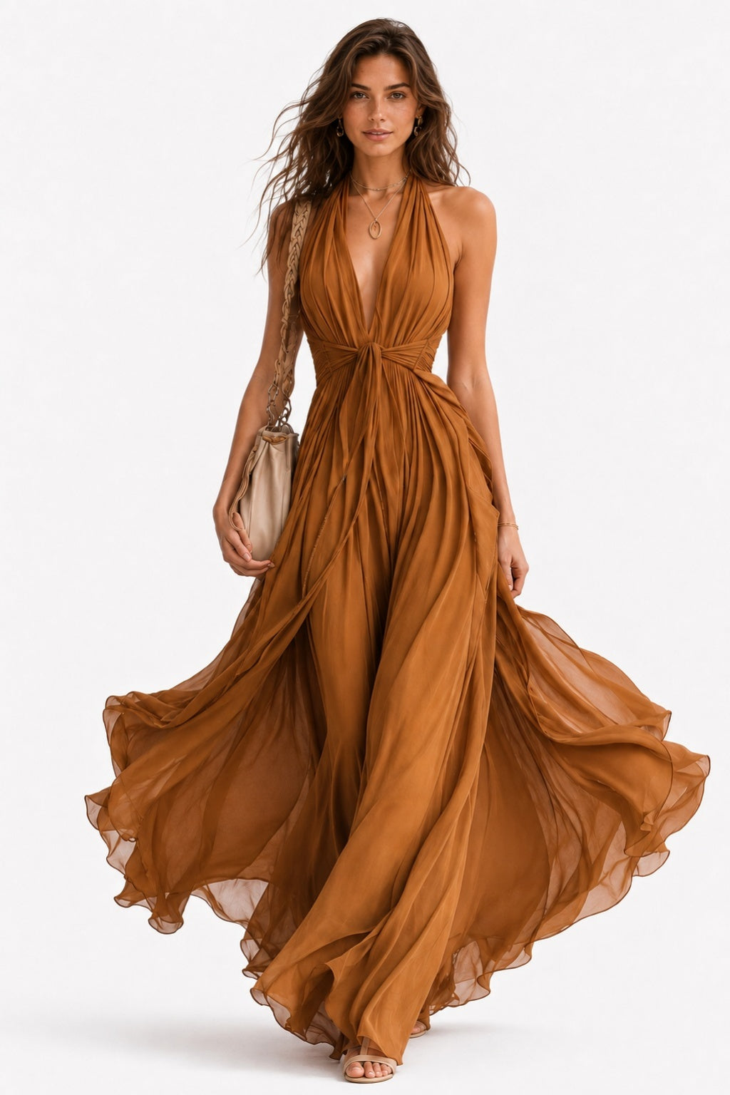 A-Line Floor Length Chiffon Wedding Guest Dress CG0374